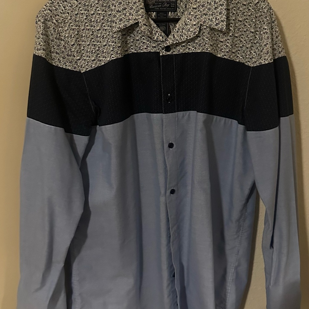 Stylish Blue and Black Long Sleeve Shirt